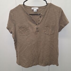 Liz Claiborne Brown Short Sleeve Top Women's Large